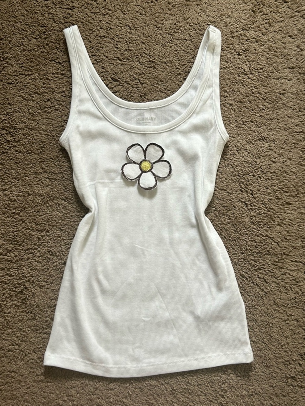 White Tank Top with Daisy Embroidery